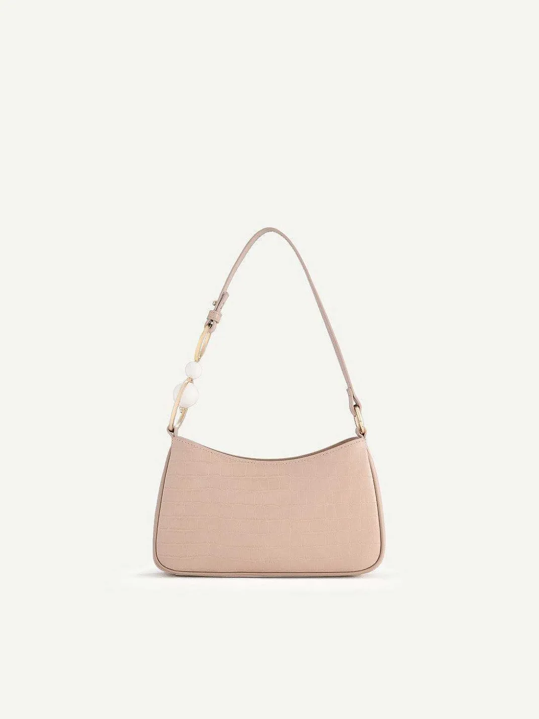 Acrylic Embellished Croc-Effect Embossed Shoulder Bag<PEDRO