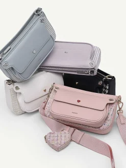 Dilone Houndstooth Double Flap Shoulder Bag<PEDRO Online