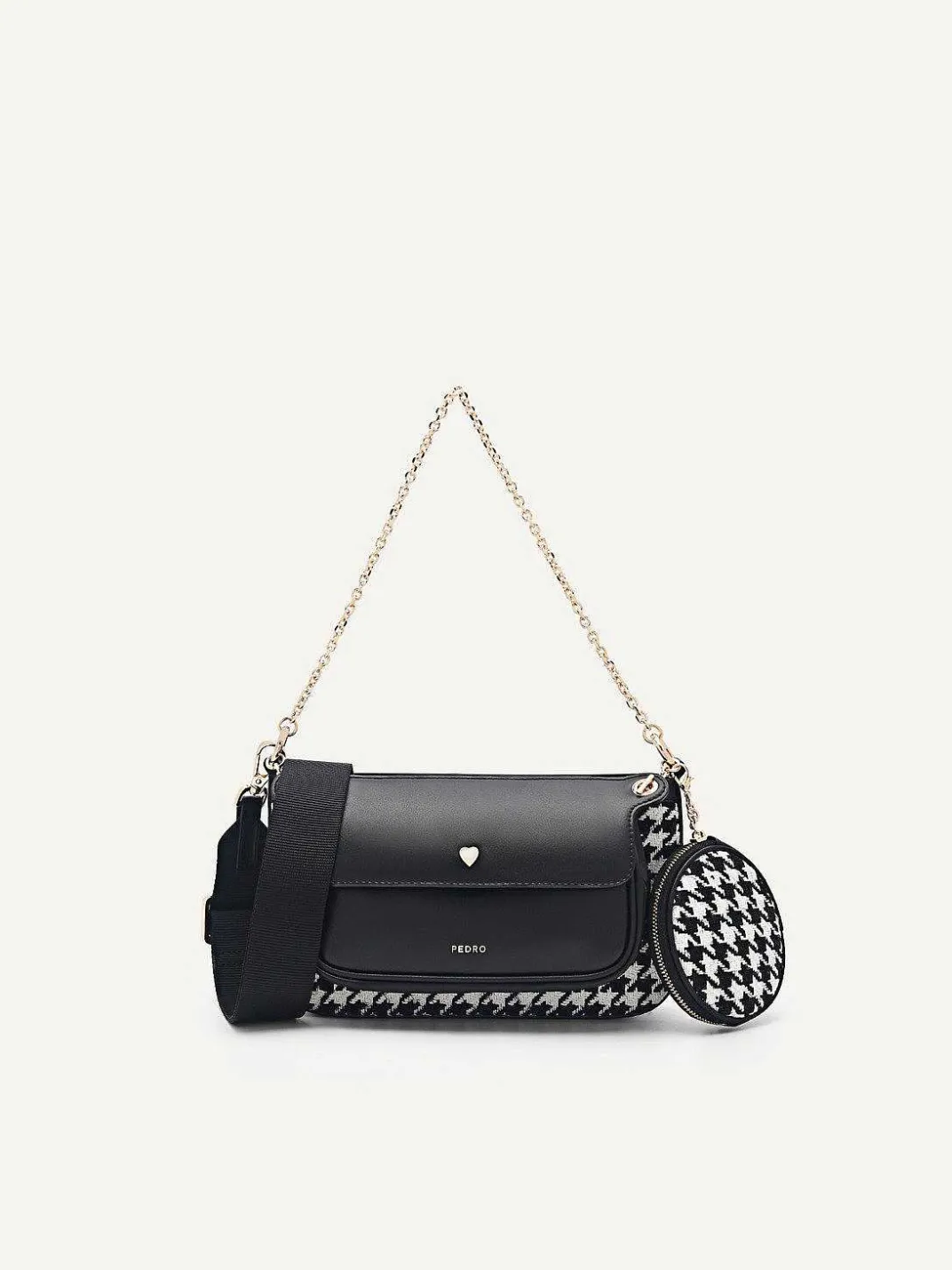 Dilone Houndstooth Double Flap Shoulder Bag<PEDRO Discount
