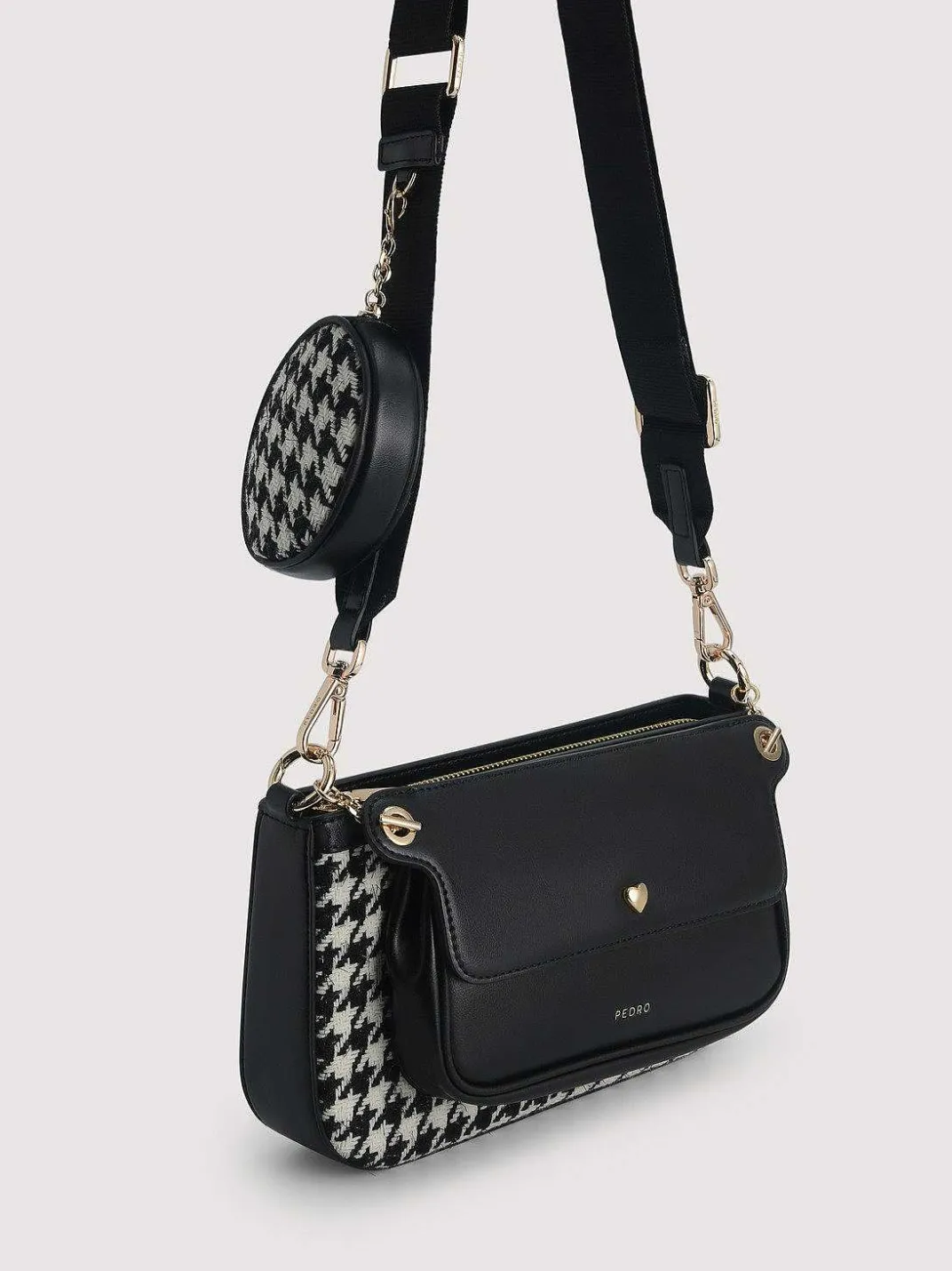 Dilone Houndstooth Double Flap Shoulder Bag<PEDRO Discount