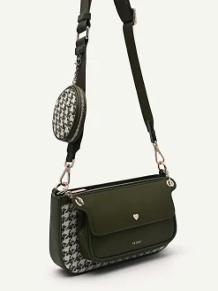 Dilone Houndstooth Double Flap Shoulder Bag<PEDRO New