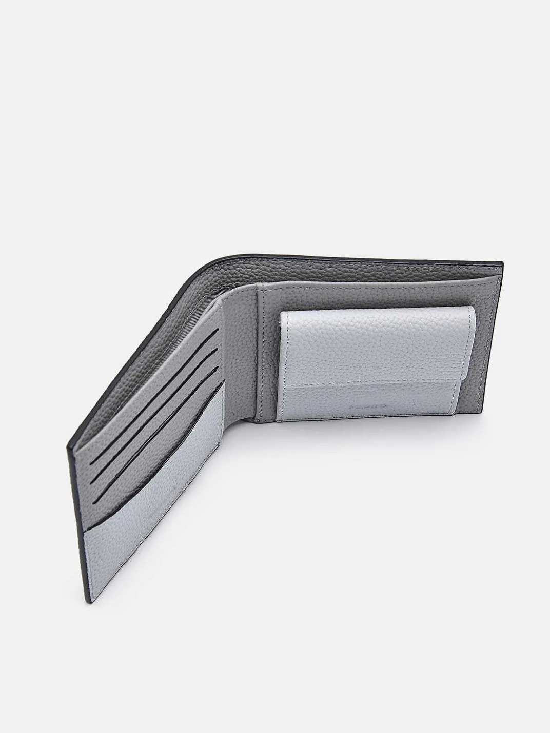 Embossed Leather Bi-Fold Wallet With Coin Pouch<PEDRO
