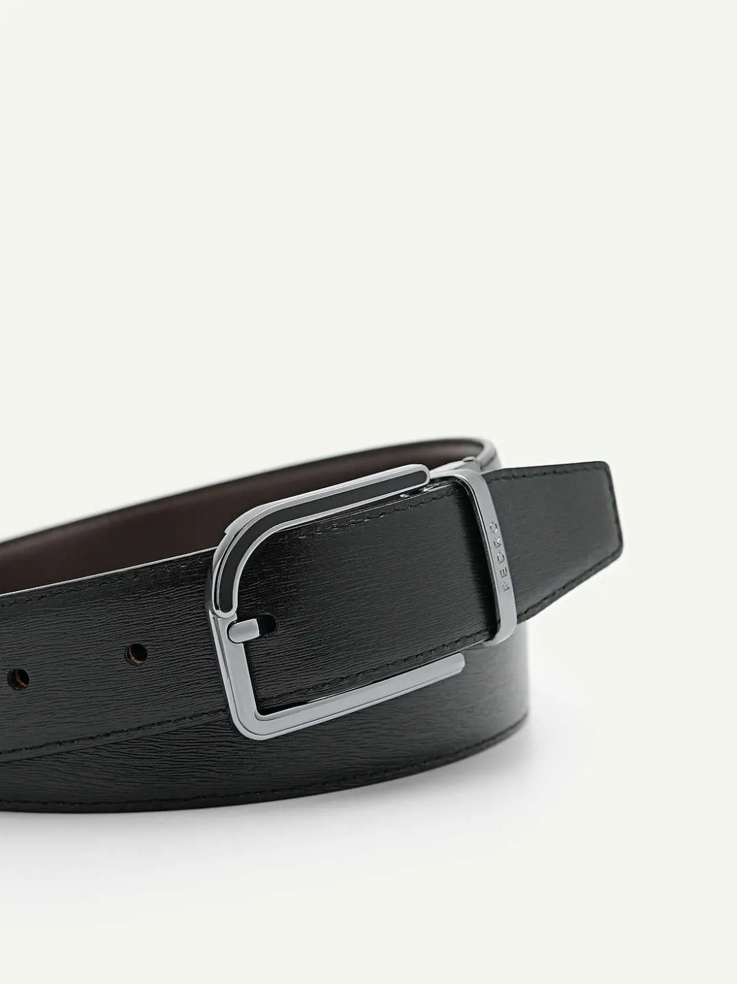 Embossed Leather Reversible Pin Belt<PEDRO Online
