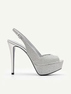 Glitter Slingback Heel Sandals<PEDRO New