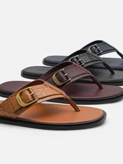 Helix Leather Thong Sandals<PEDRO