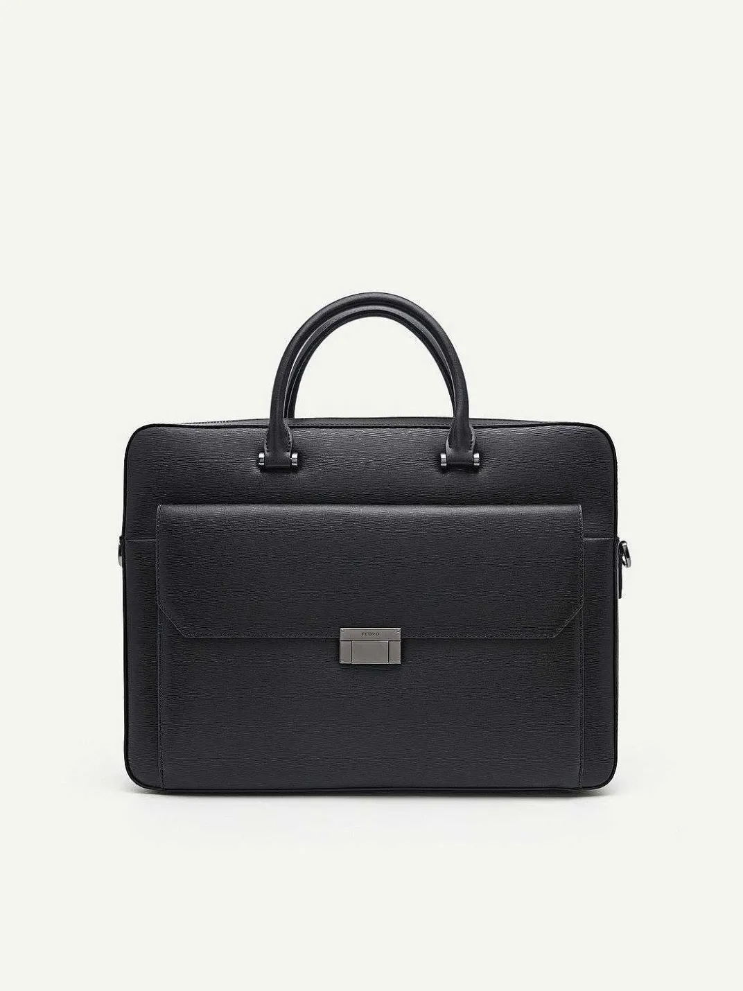 Henry Textured Leather Briefcase<PEDRO