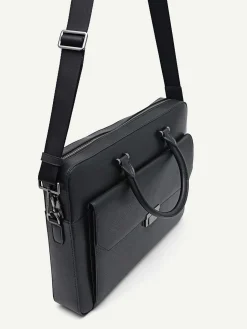 Henry Textured Leather Briefcase<PEDRO