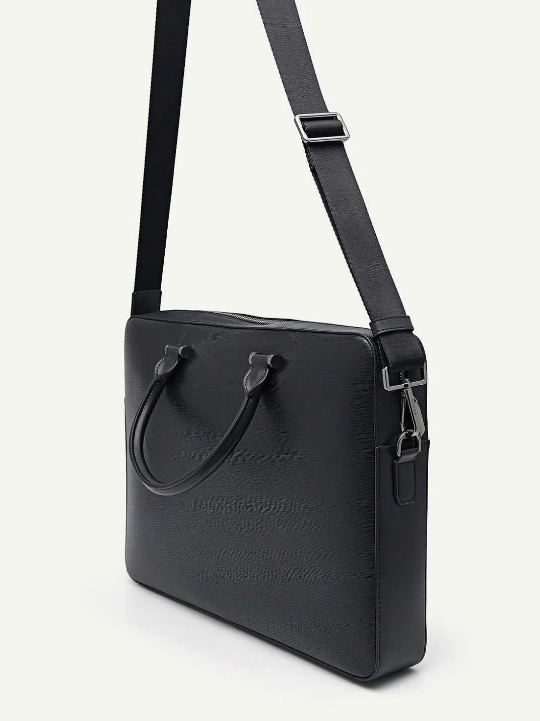 Henry Textured Leather Briefcase<PEDRO