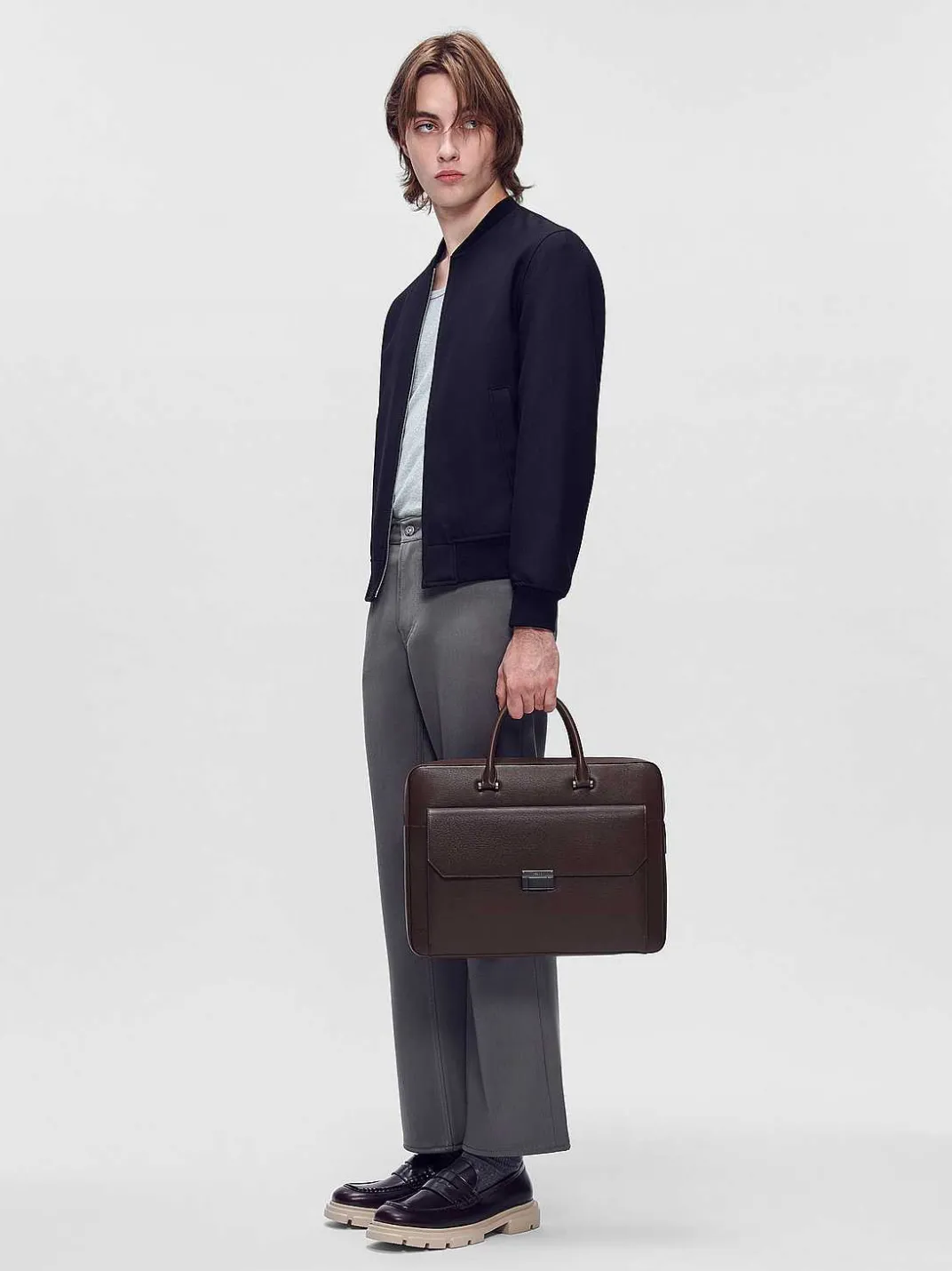 Henry Textured Leather Briefcase<PEDRO Hot