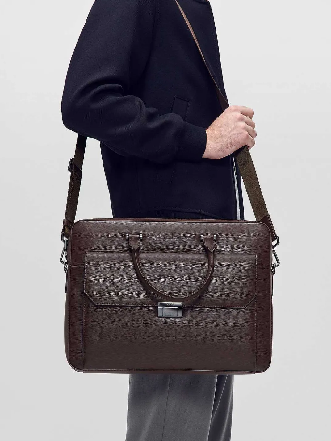 Henry Textured Leather Briefcase<PEDRO Hot