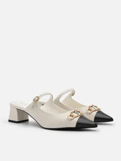 Jean Leather Heel Mules<PEDRO Discount