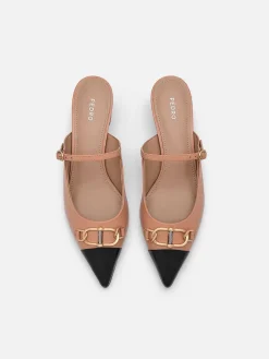 Jean Leather Heel Mules<PEDRO New
