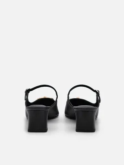 Jean Leather Heel Mules<PEDRO Discount