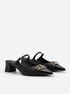 Jean Leather Heel Mules<PEDRO Discount