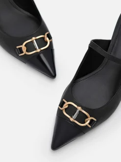 Jean Leather Heel Mules<PEDRO Discount