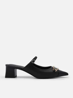 Jean Leather Heel Mules<PEDRO Discount