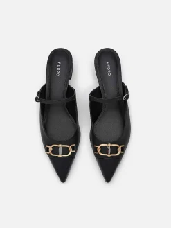 Jean Leather Heel Mules<PEDRO Discount