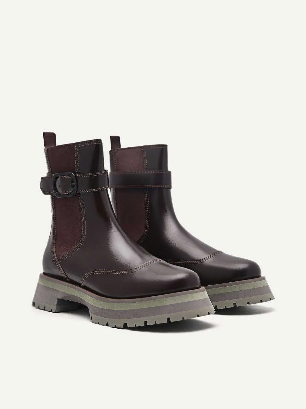 Leather Buckled Chelsea Boots<PEDRO