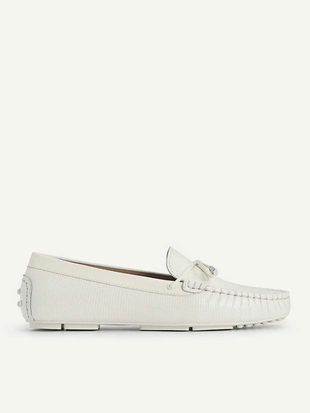 Lizard-Effect Leather Bow Driving Shoes<PEDRO New