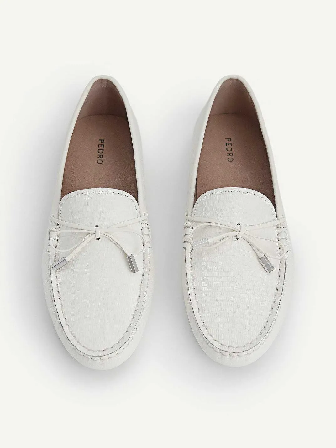 Lizard-Effect Leather Bow Driving Shoes<PEDRO New