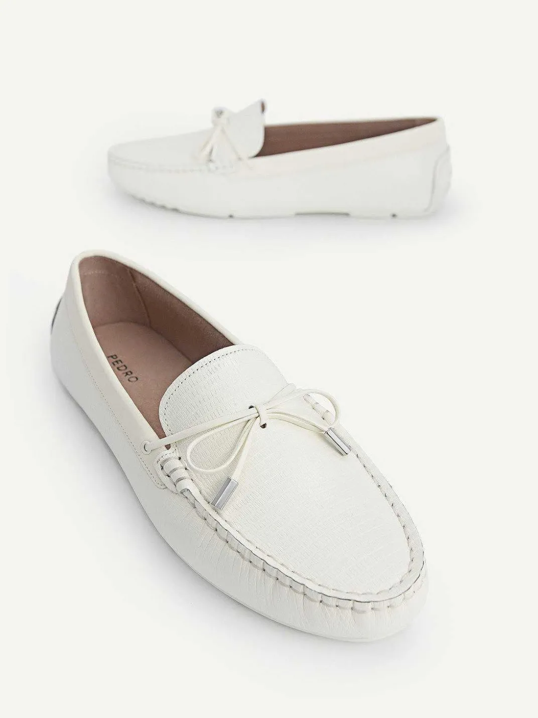 Lizard-Effect Leather Bow Driving Shoes<PEDRO New