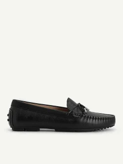 Lizard-Effect Leather Bow Driving Shoes<PEDRO Outlet