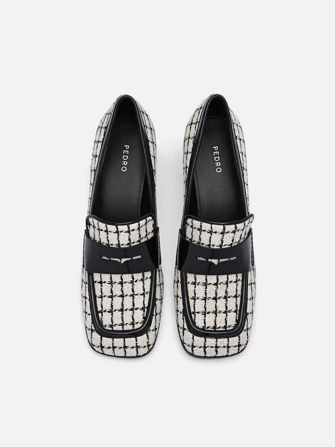 Maggie Leather Tweed Loafers<PEDRO New