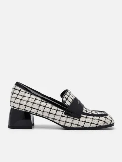 Maggie Leather Tweed Loafers<PEDRO New