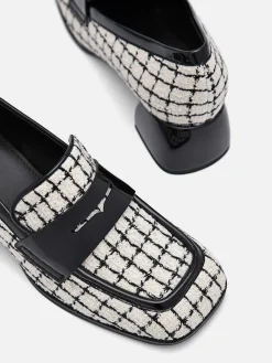 Maggie Leather Tweed Loafers<PEDRO New