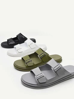 Monochrome Double Strap Slide Sandals<PEDRO New