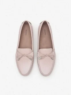 Pearlized Calf Leather Bow Driving Shoes<PEDRO Sale