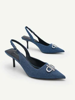Icon Denim Pointed Slingback Pumps<PEDRO Best