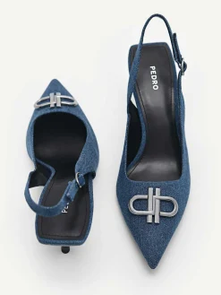 Icon Denim Pointed Slingback Pumps<PEDRO Best