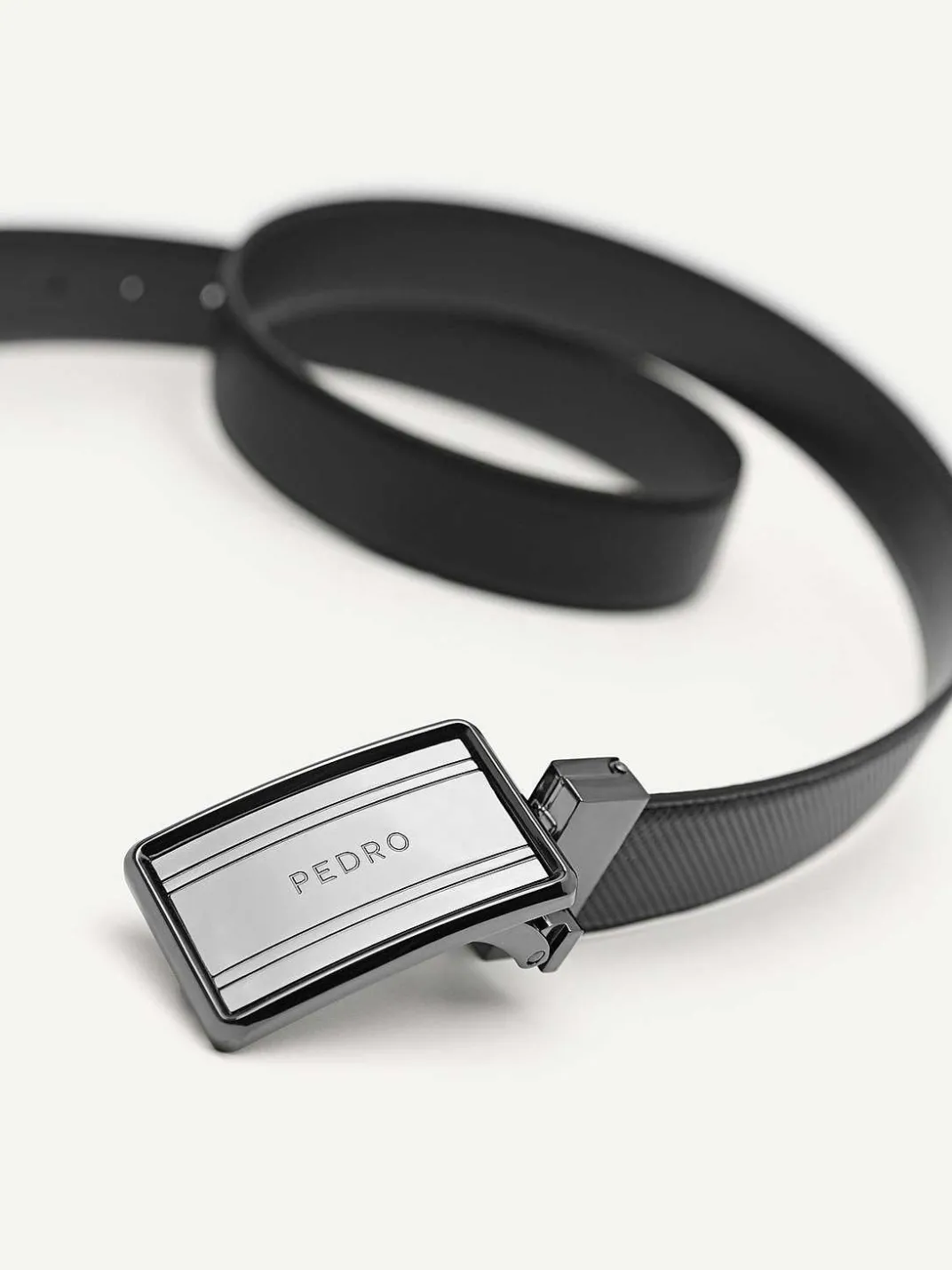 Reversible Embossed Leather Tang Belt<PEDRO