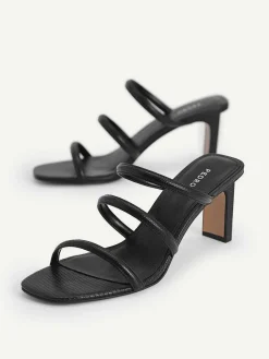 Strappy Heel Lizard-Effect Sandals<PEDRO New