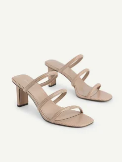 Strappy Heel Lizard-Effect Sandals<PEDRO