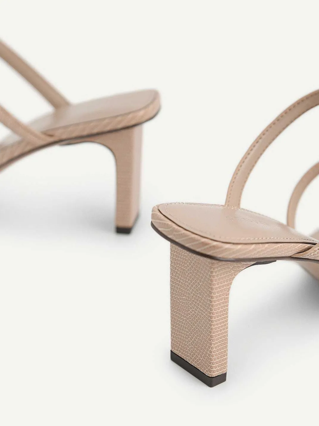 Strappy Heel Lizard-Effect Sandals<PEDRO
