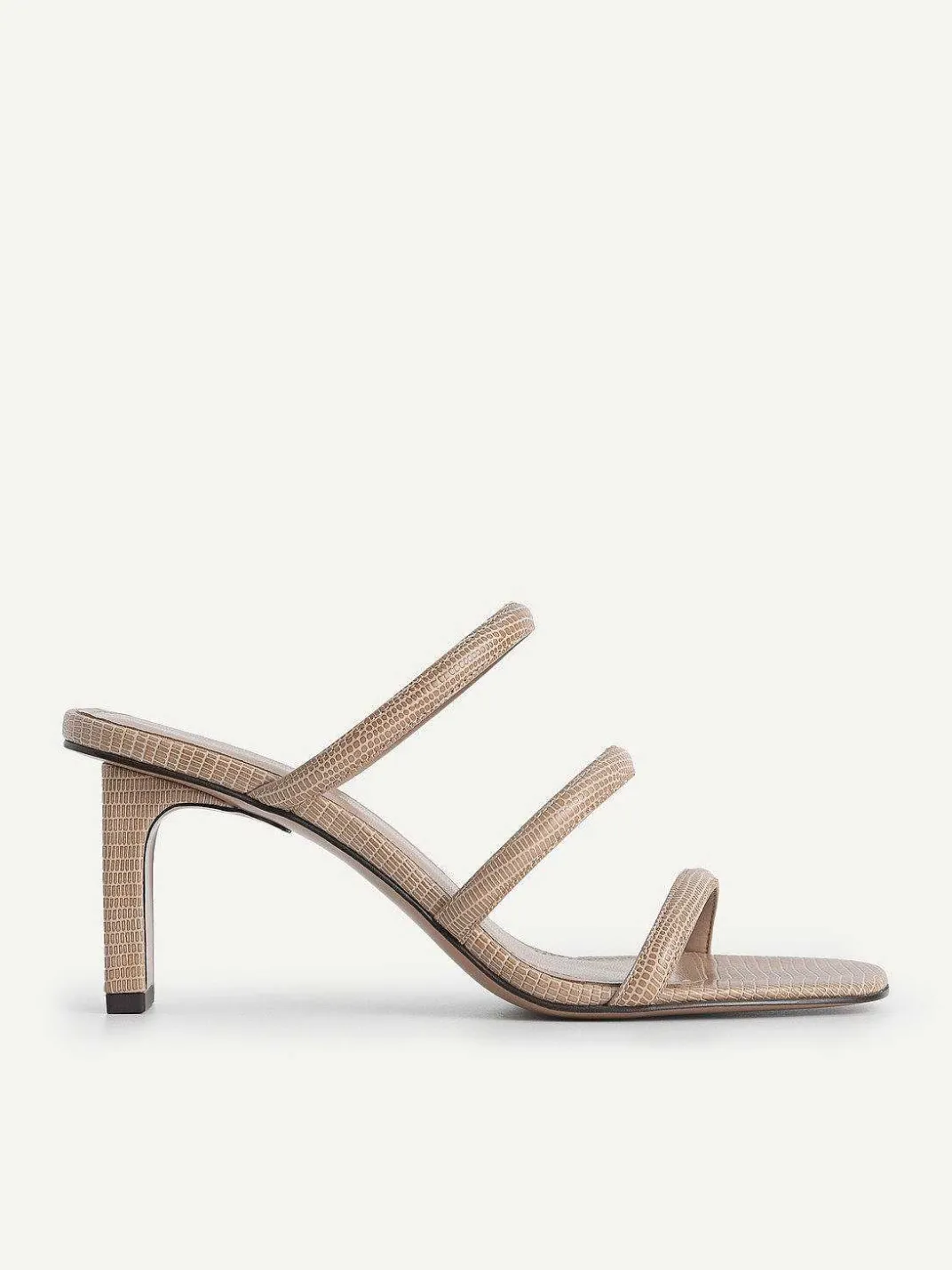 Strappy Heel Lizard-Effect Sandals<PEDRO