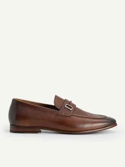 Textured Leather Loafers With Metal Bit<PEDRO