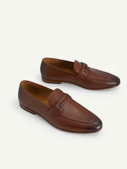 Textured Leather Loafers With Metal Bit<PEDRO
