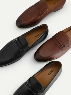 Textured Leather Loafers With Metal Bit<PEDRO