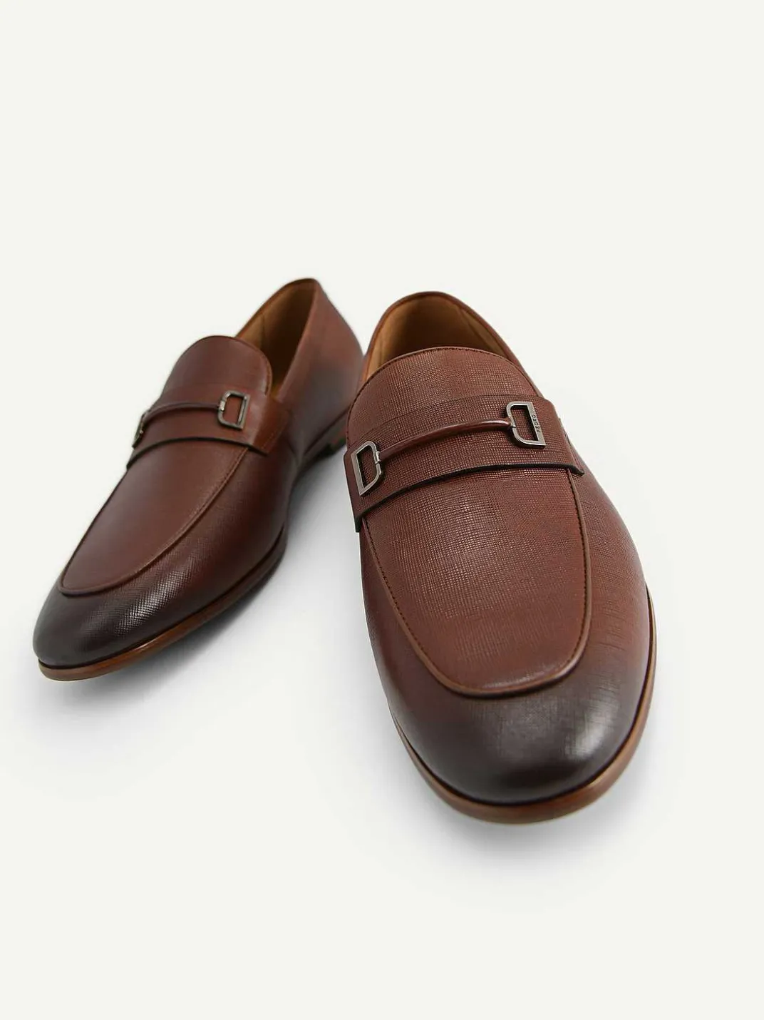 Textured Leather Loafers With Metal Bit<PEDRO