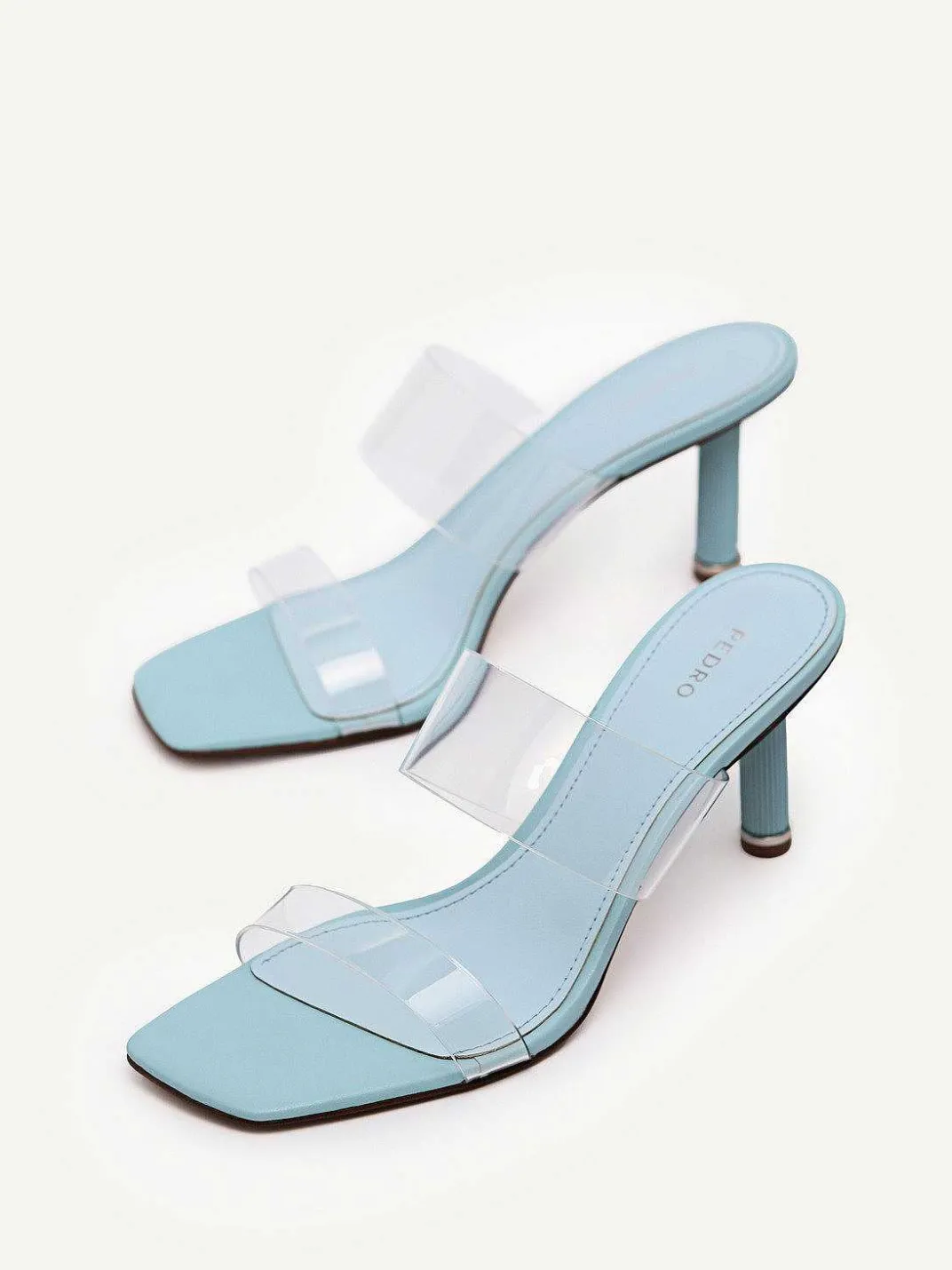 Vinyl Double Strap Heel Sandals<PEDRO