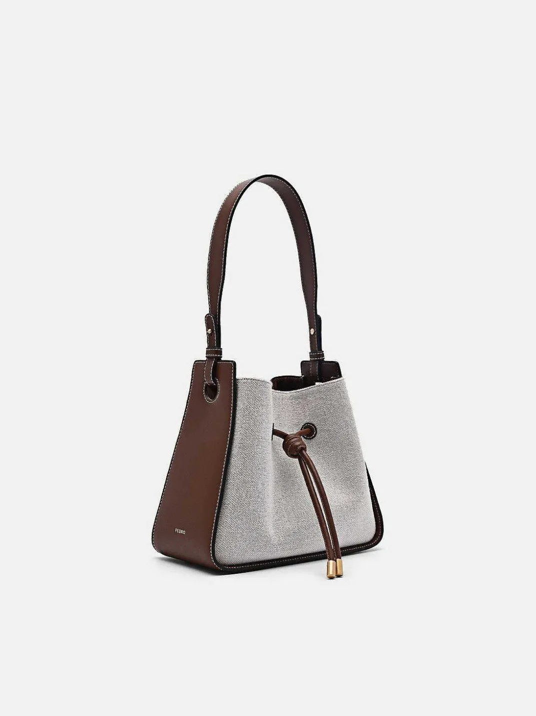 Yasmin Linen Bucket Bag<PEDRO